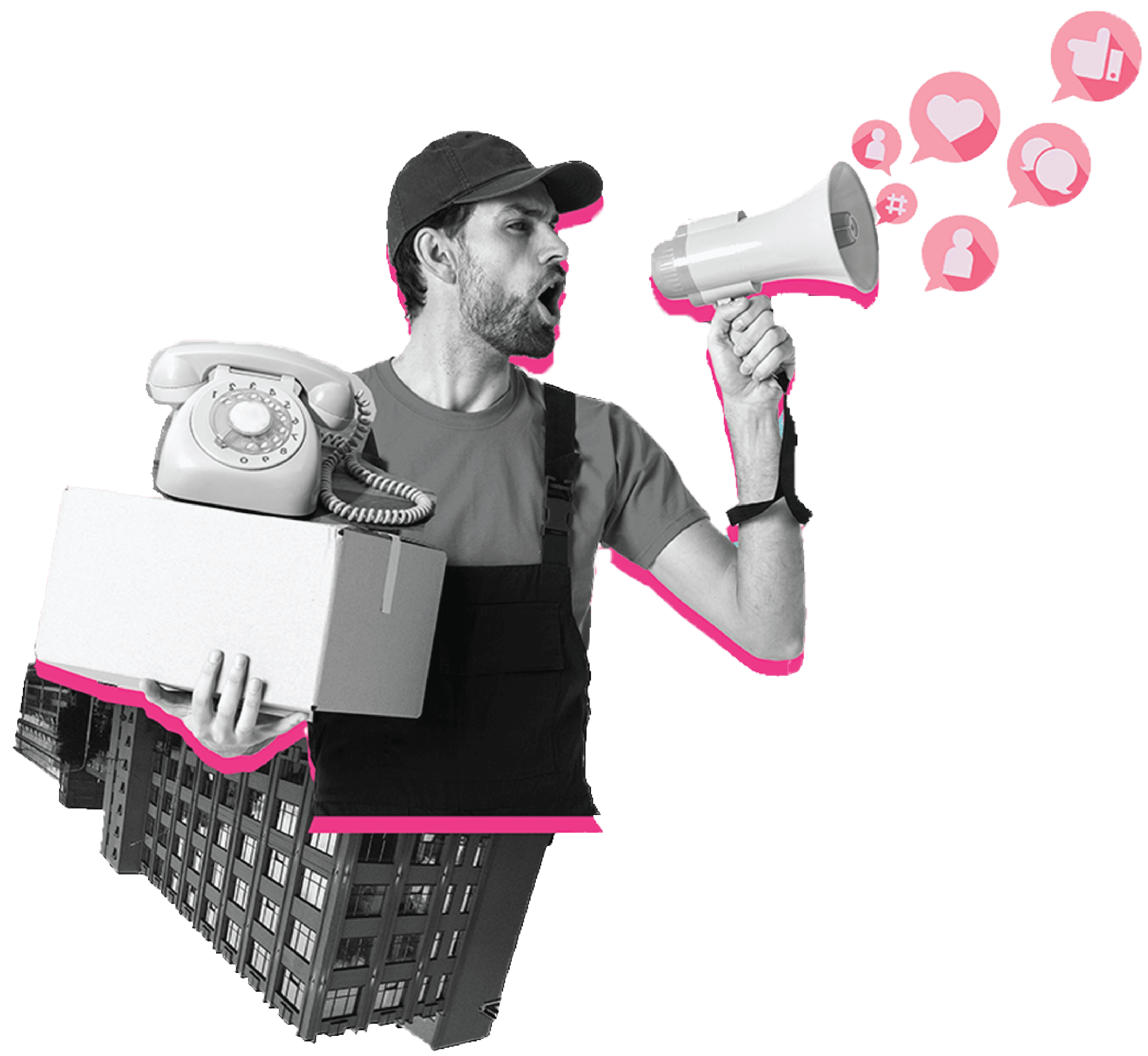 Marketer shouting through a megaphone